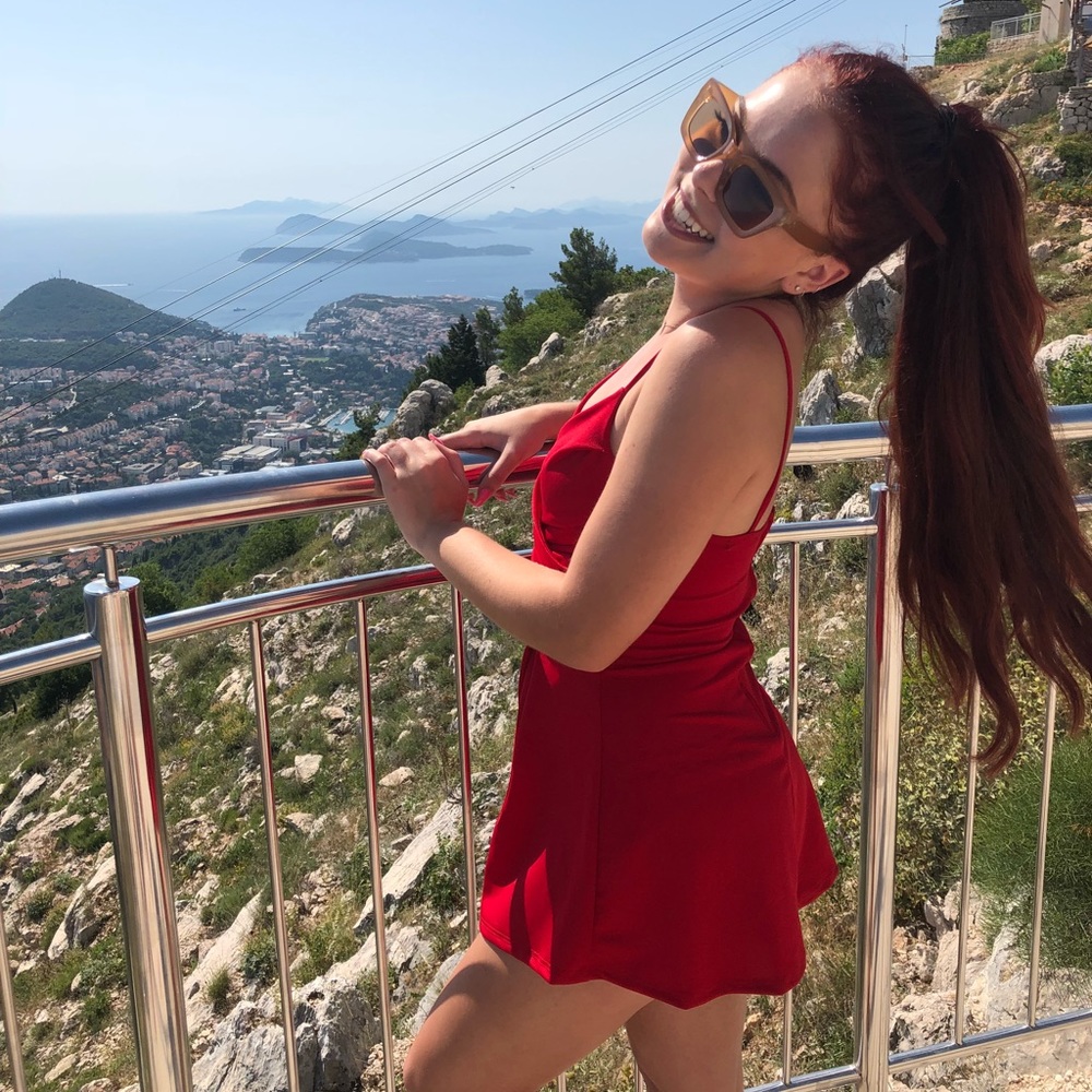 Red Flowy Romper